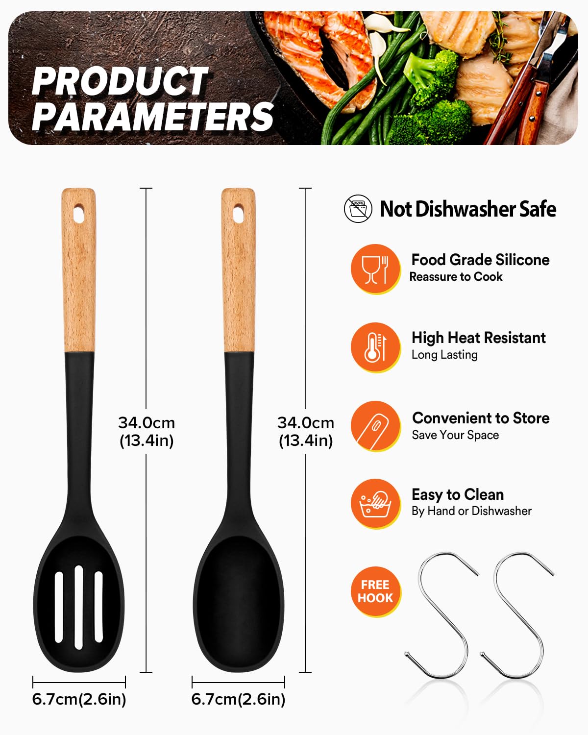 Badiano silicone cooking spoon serving stew, ideal for easy, mess-free scooping