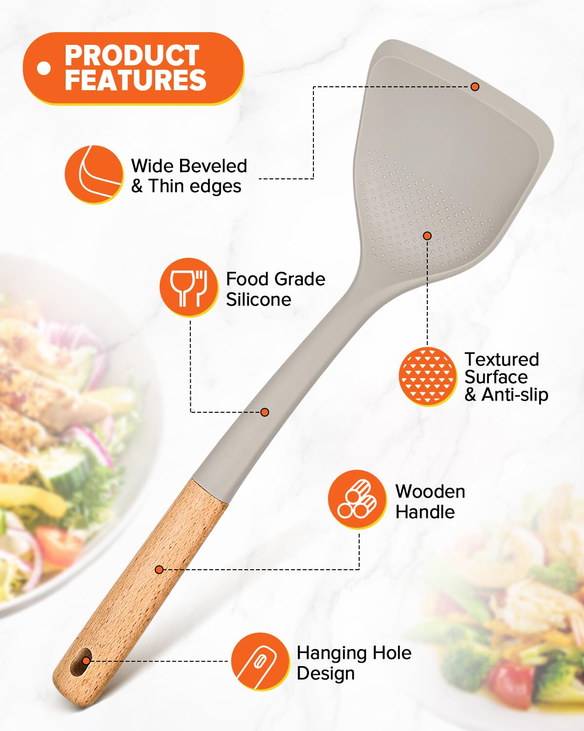 Badiano silicone cooking utensils set spoon for serving, versatile and gentle on delicate textures.