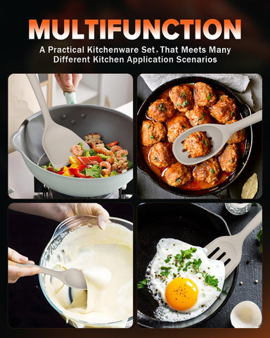 Badiano silicone cooking utensils set turner, ideal for flipping and frying without scratching nonstick pans.