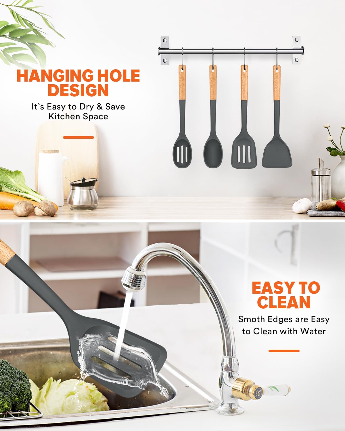Badiano utensils hanging hole design for easy drying and storage