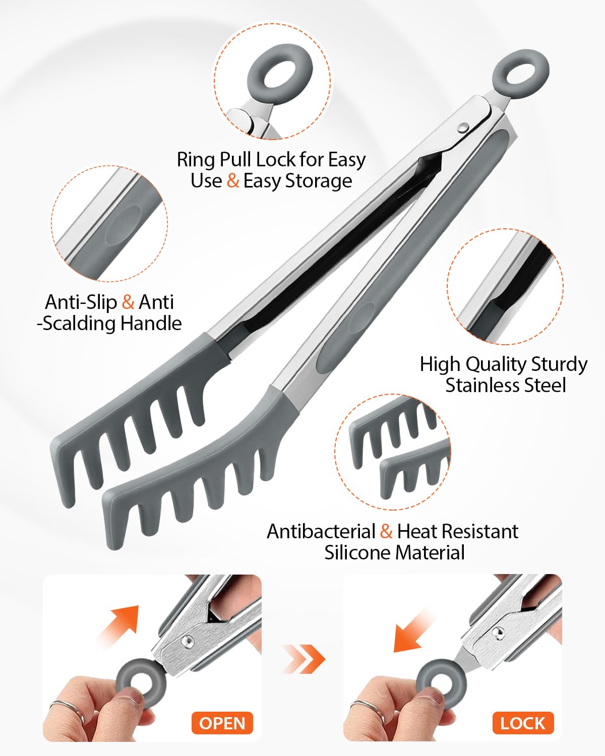 Badiano silicone head with teeth for easy pasta lift without slipping.