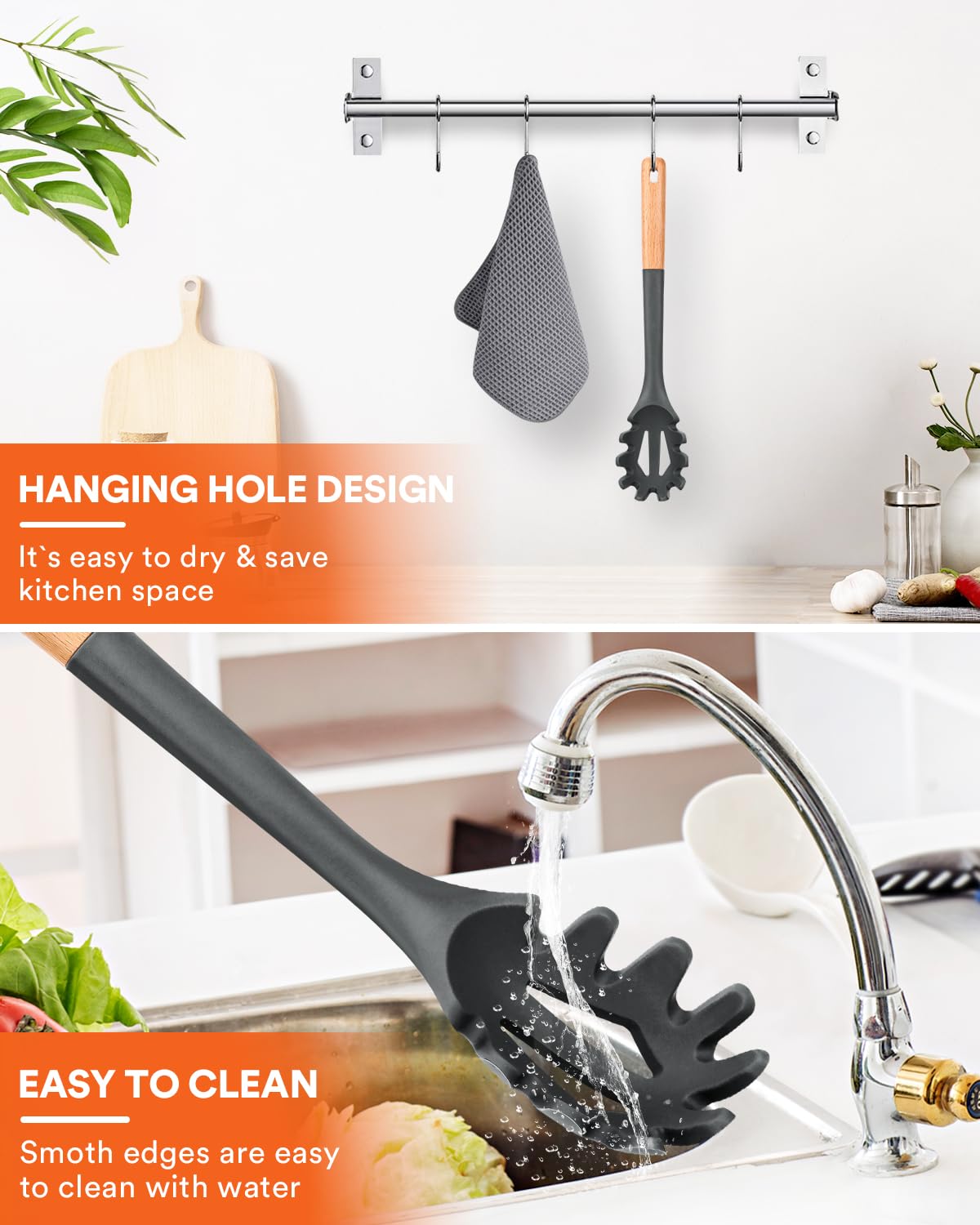 Badiano vibrant silicone pasta fork brightens kitchen tasks