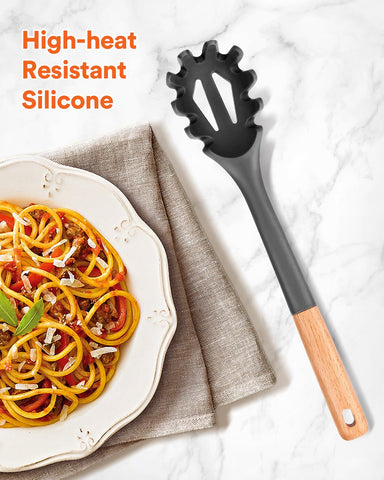 Badiano pasta fork silicone head protects nonstick pots and coatings