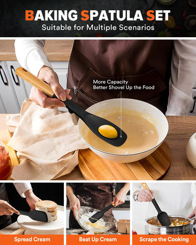 Badiano silicone spoon head protects nonstick cookware from scratches.