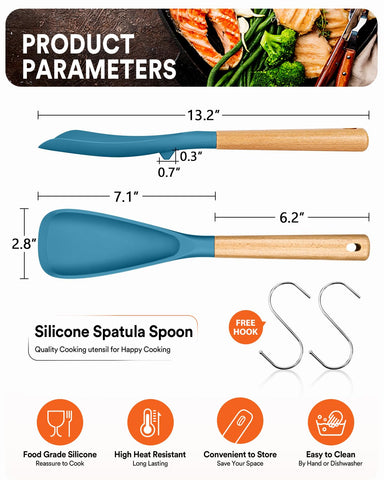 Badiano silicone spoon with wood handle ensures comfortable grip during long cooking sessions