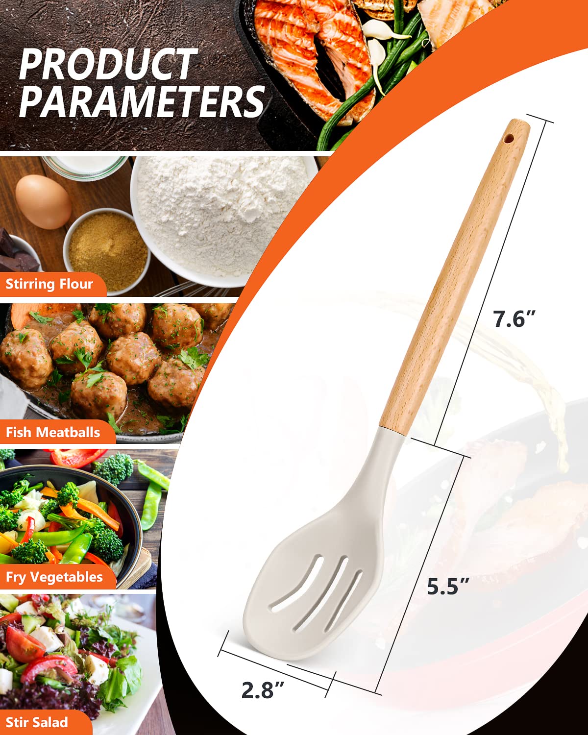 Badiano heat-resistant silicone spoons withstand high heat for safe stirring.