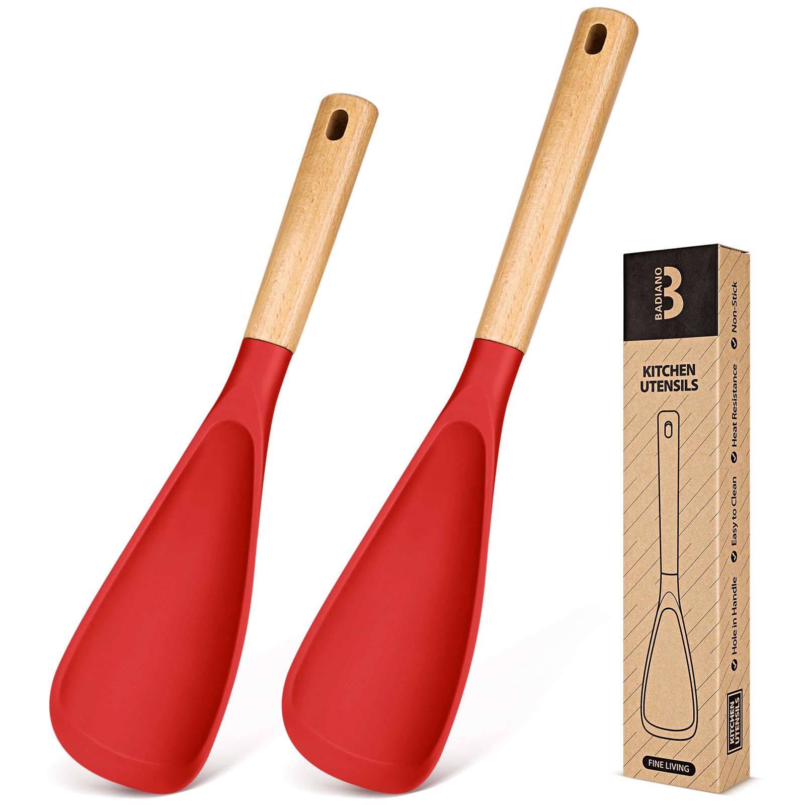 Badiano 11.4 inch heat resistant silicone spatula spoon for high heat stirring and serving