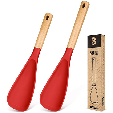 Badiano 11.4 inch heat resistant silicone spatula spoon for high heat stirring and serving
