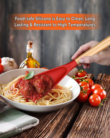 Badiano wood handle spatula spoon with ergonomic grip for comfortable cooking