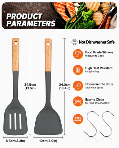 Badiano wooden-handle spatula provides cool, comfortable grip during cooking.