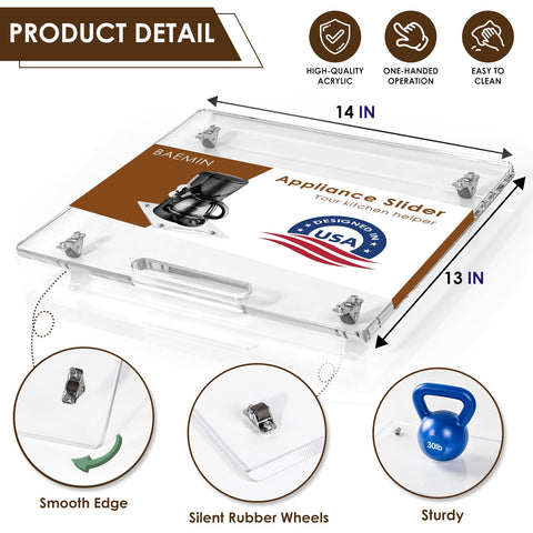 Baemin acrylic tray ergonomic-handle offers secure grip during movement.