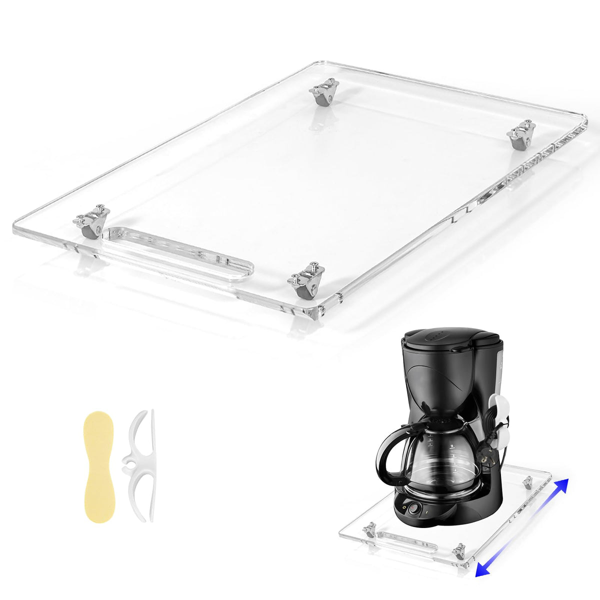 Baemin appliance slider with rubber wheels enables smooth, quiet movement for heavy kitchen gear.