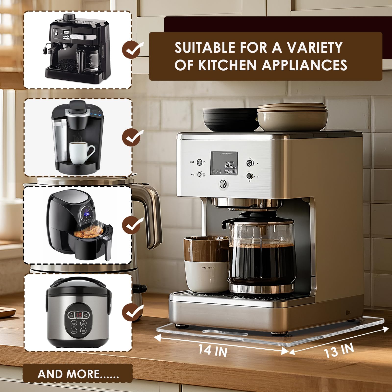 Baemin coffee maker slider tray on counter supports easy access to brewers.