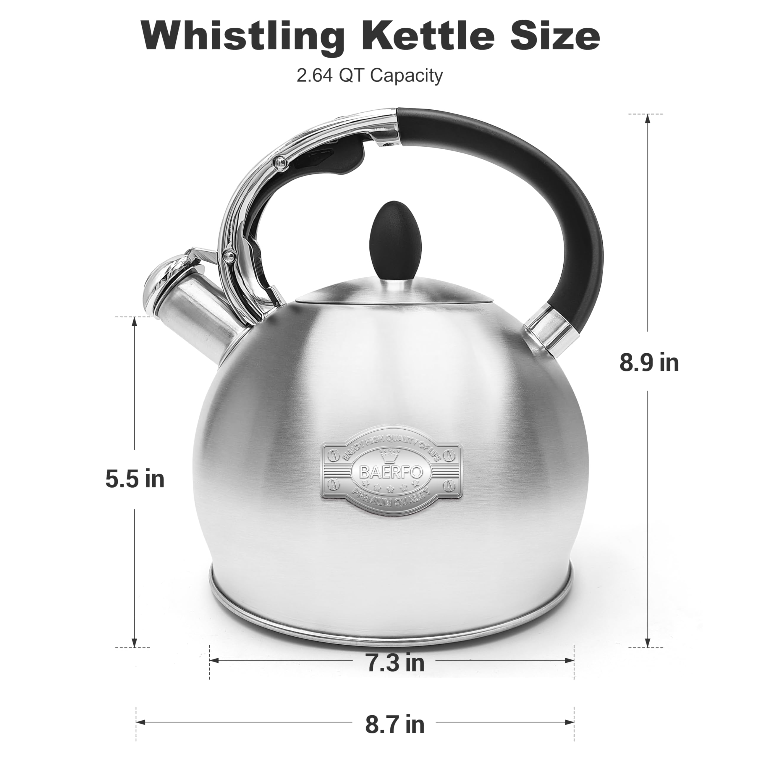 BAERFO tea kettle handle easy grip for safe one handed pouring