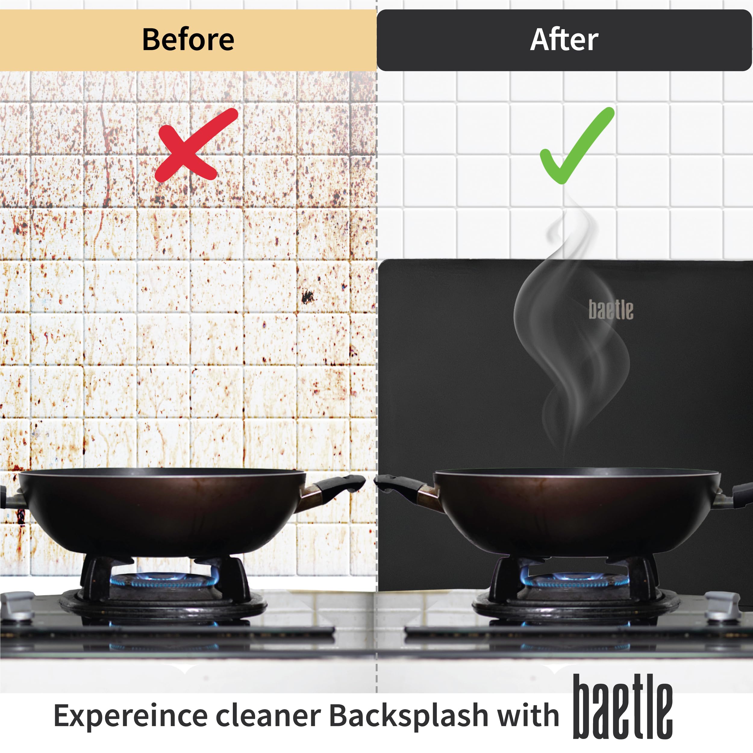 Baetle guard left side panel provides extended coverage for sautéing.