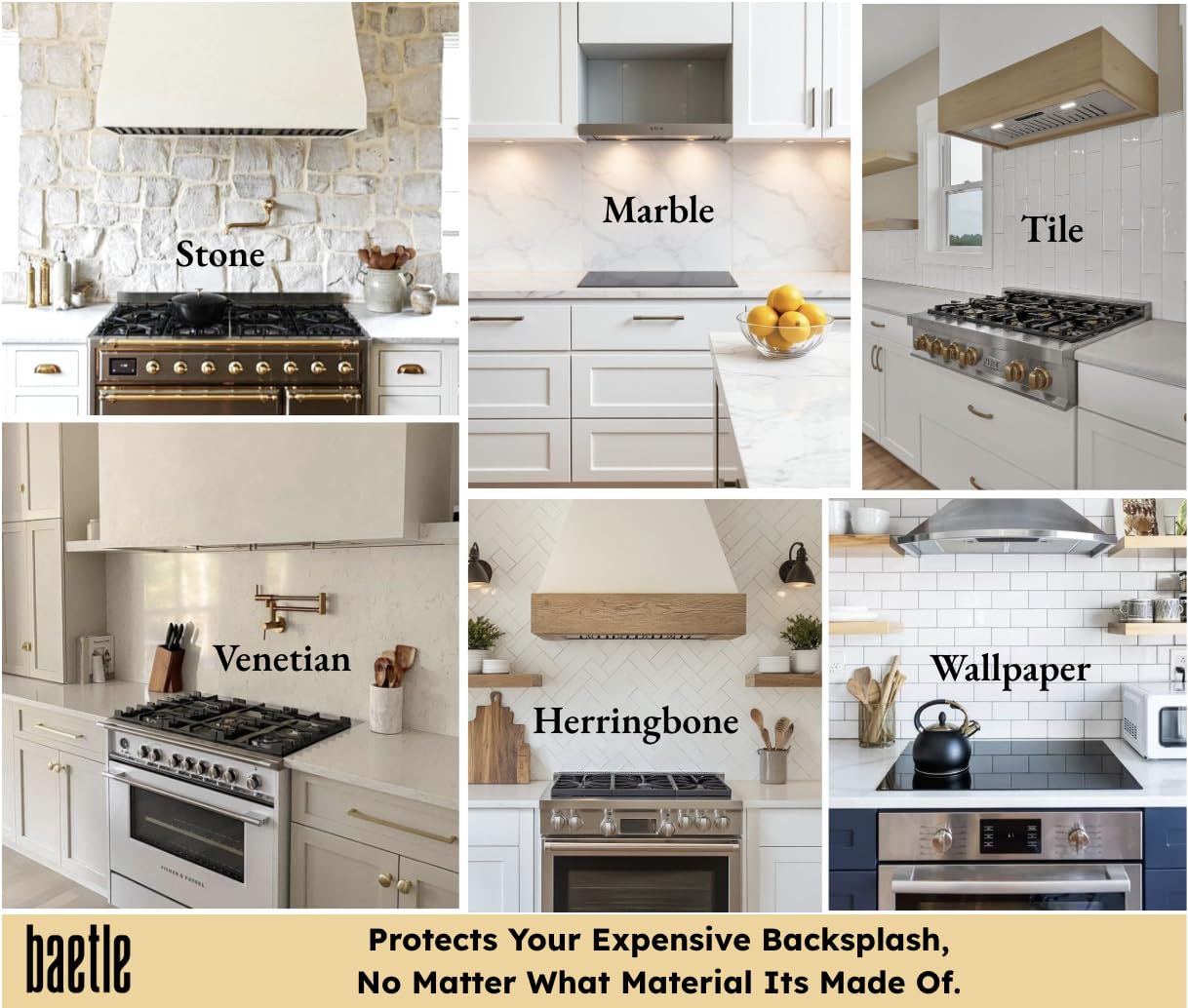 Baetle protective base strips protect countertops from marks.
