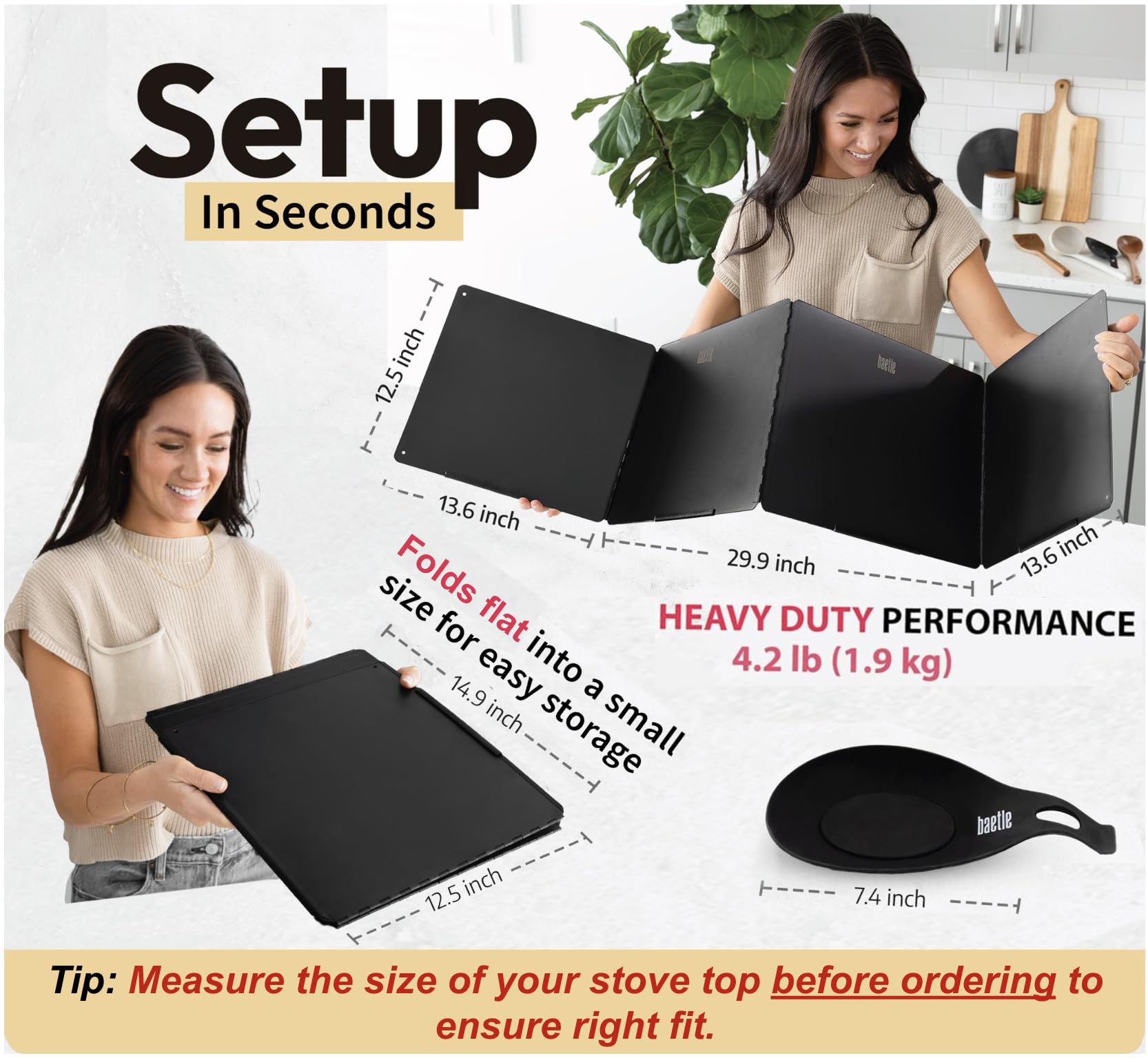 Baetle silicone spoon rest keeps utensils off the counter.