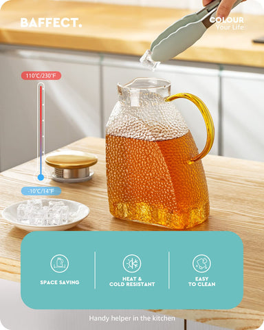 Baffect Water Pitcher fridge-door design fits most doors for easy access.