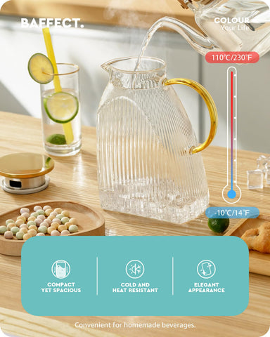 Baffect Water Pitcher with stainless steel lid keeps drinks secure and fresh.