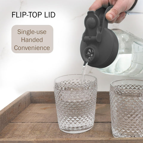 Baflan flip-top lid with built-in filter for clean pours