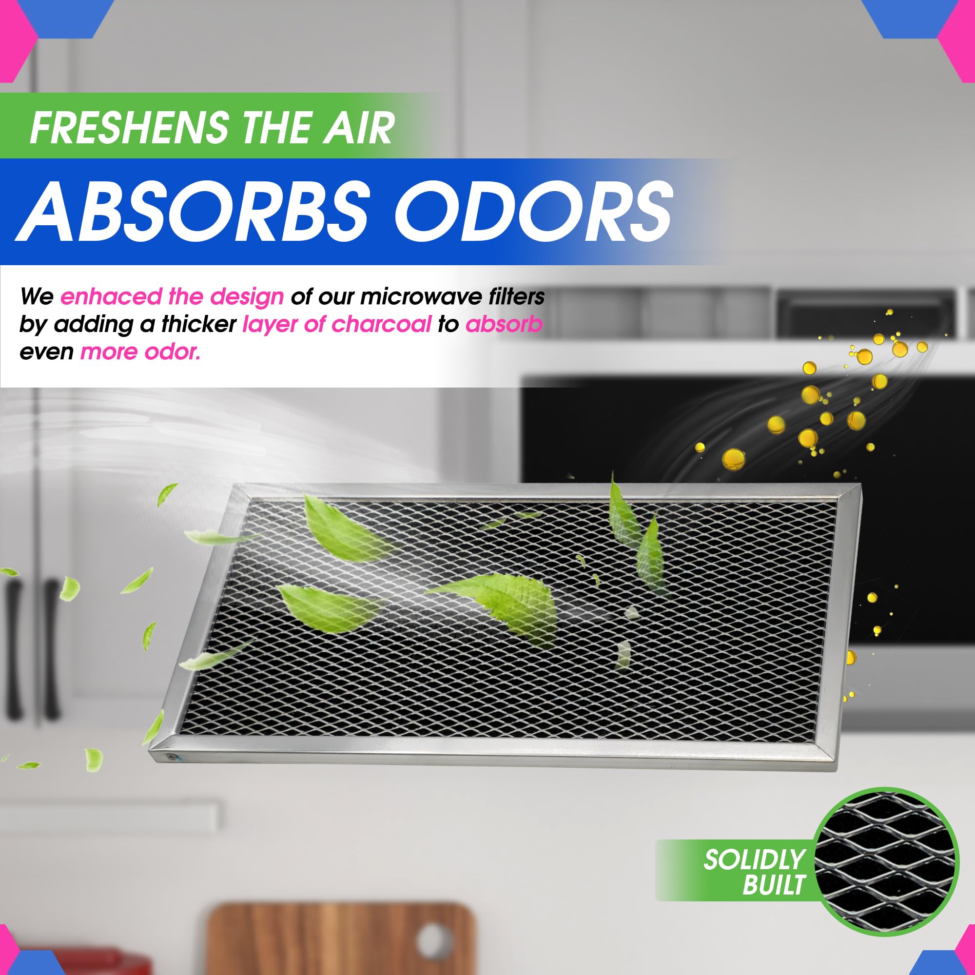 Bagean angled-view filter, activated charcoal targets odors.