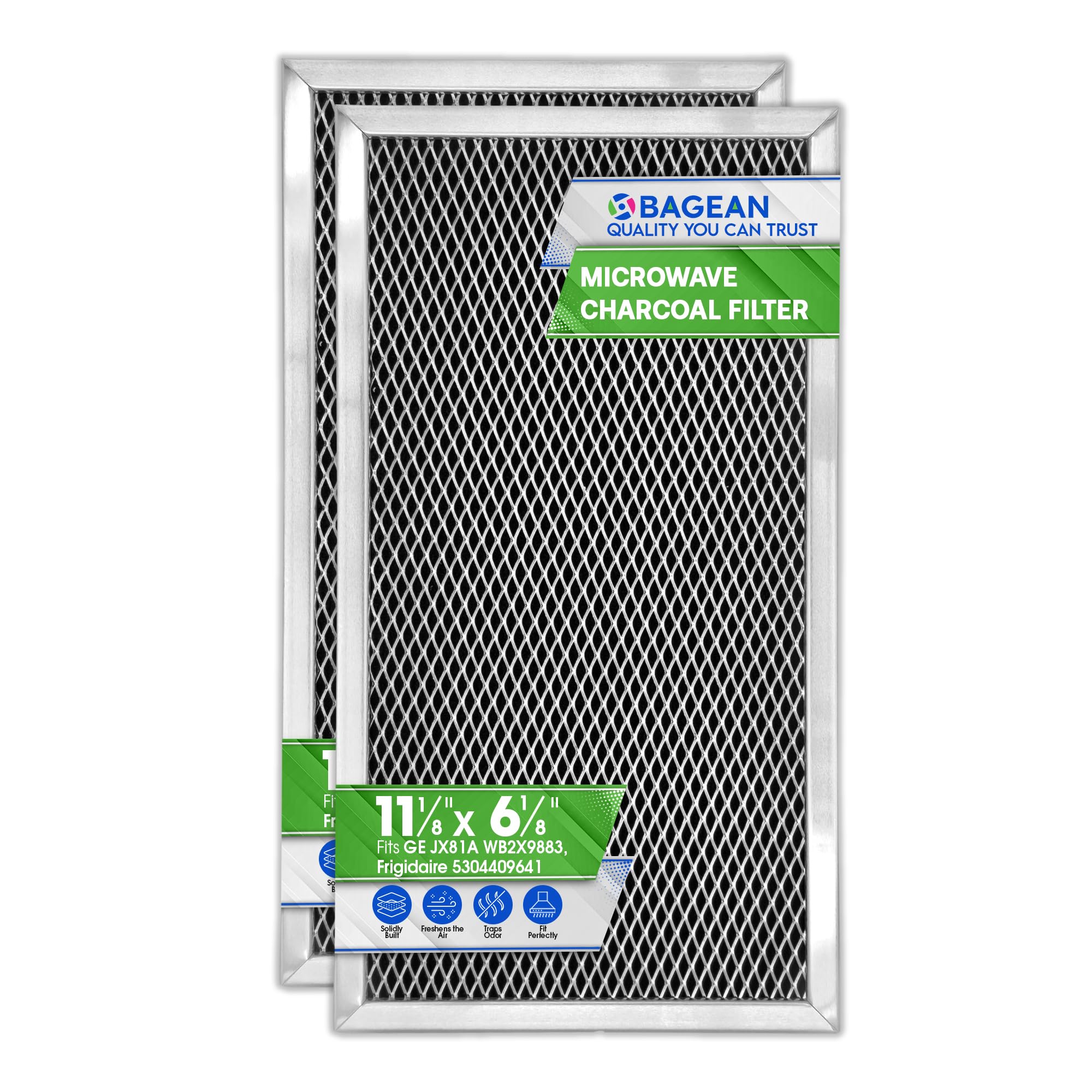Bagean microwave charcoal filter front view, compact design for improved kitchen air.