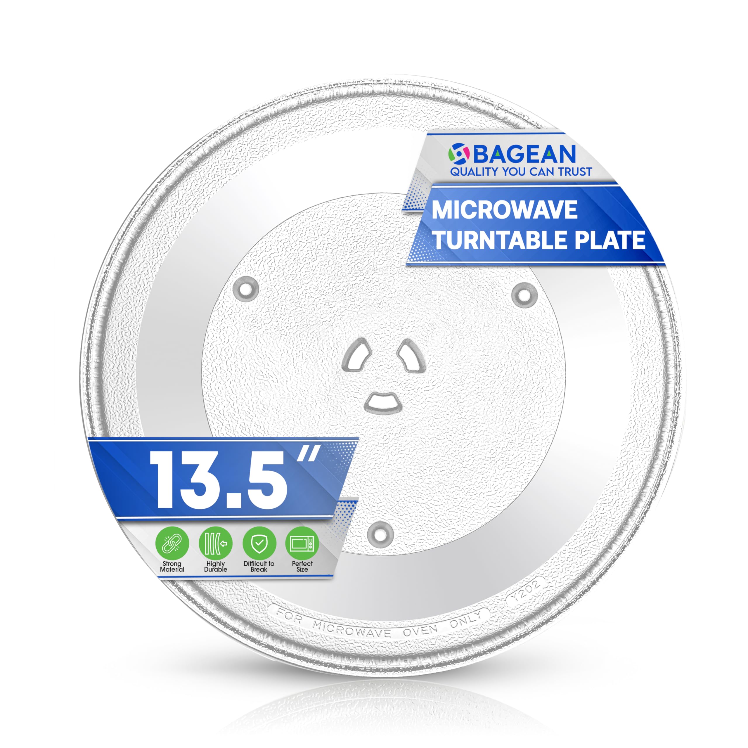 Bagean microwave plate 13.5-inch glass top for even heating and quick cleanup