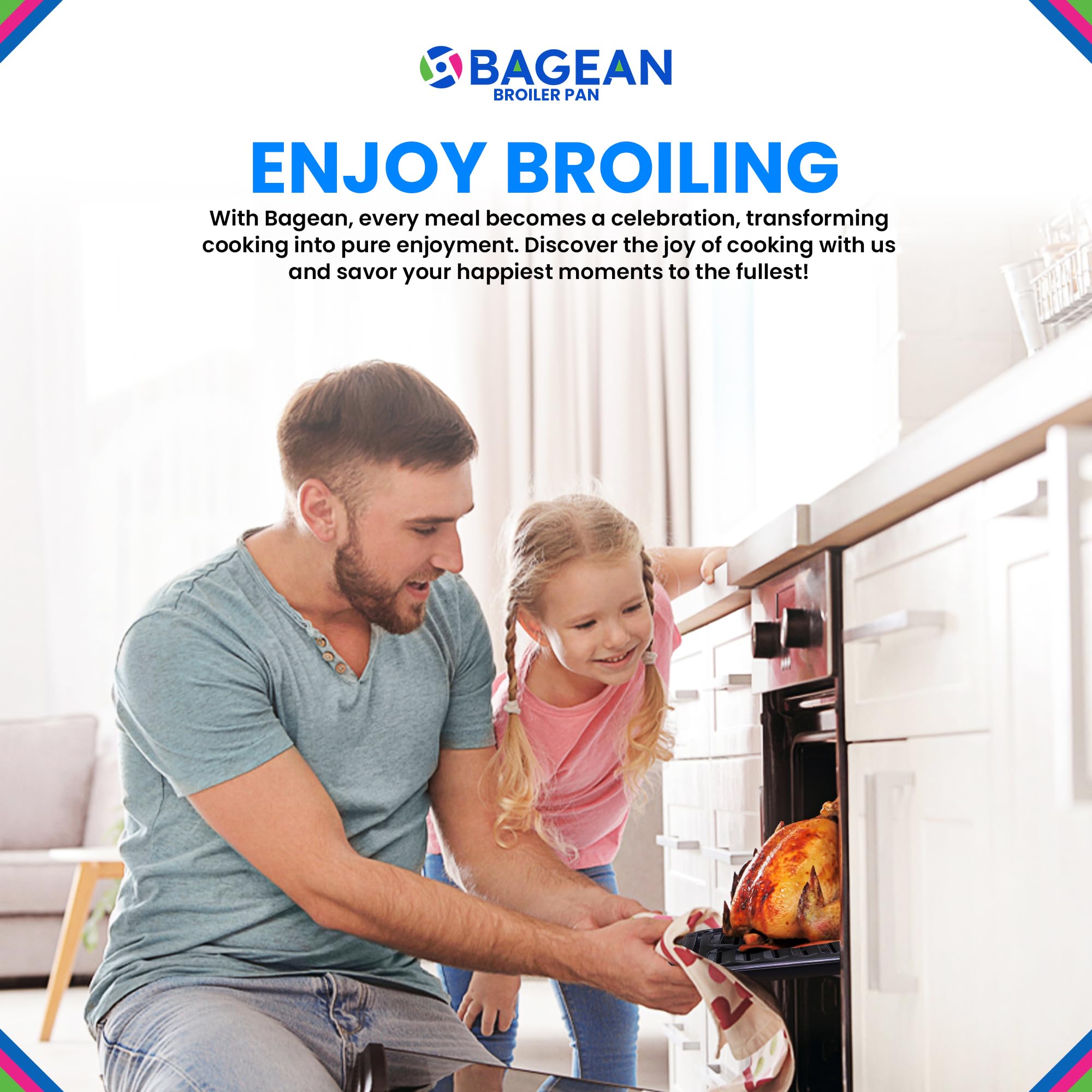 Bagean porcelain-ceramic broiling pan emphasizes durable construction and long-lasting use.
