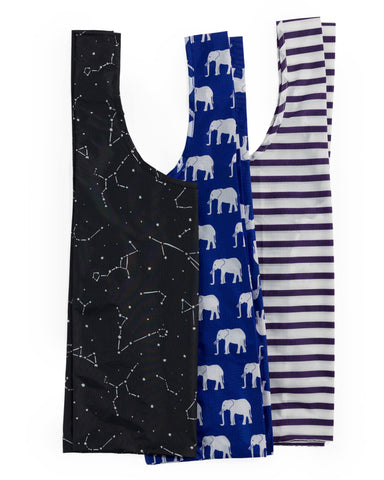 BAGGU Amazon Prints Standard Set 3 front view reusable tote bags for groceries and daily errands