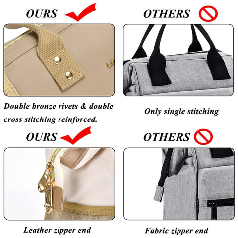 BAGNN Initial Lunch Bag double-riveted handle for durable daily use.