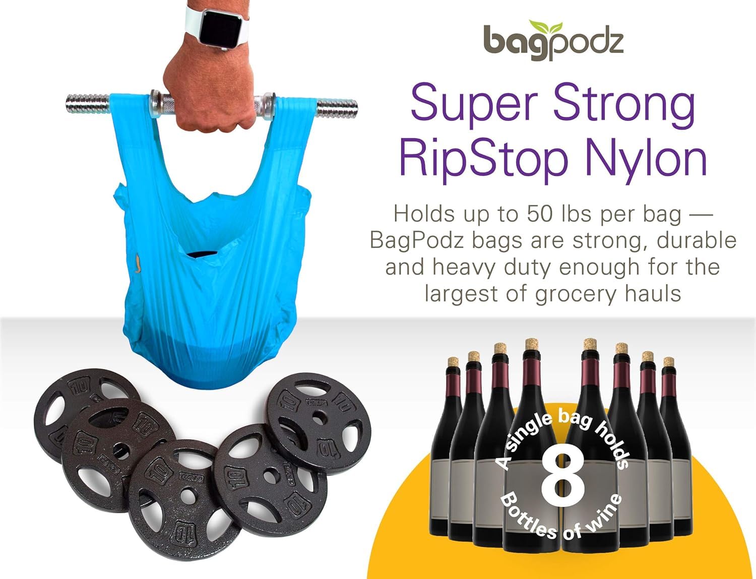 BagPodz foldable-bags showcase a lightweight, space-saving design ideal for quick reuse.