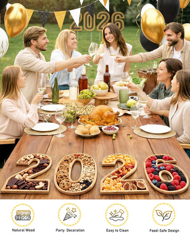 Bagrox New Year’s Eve decorations 2026 featuring natural wood finish.