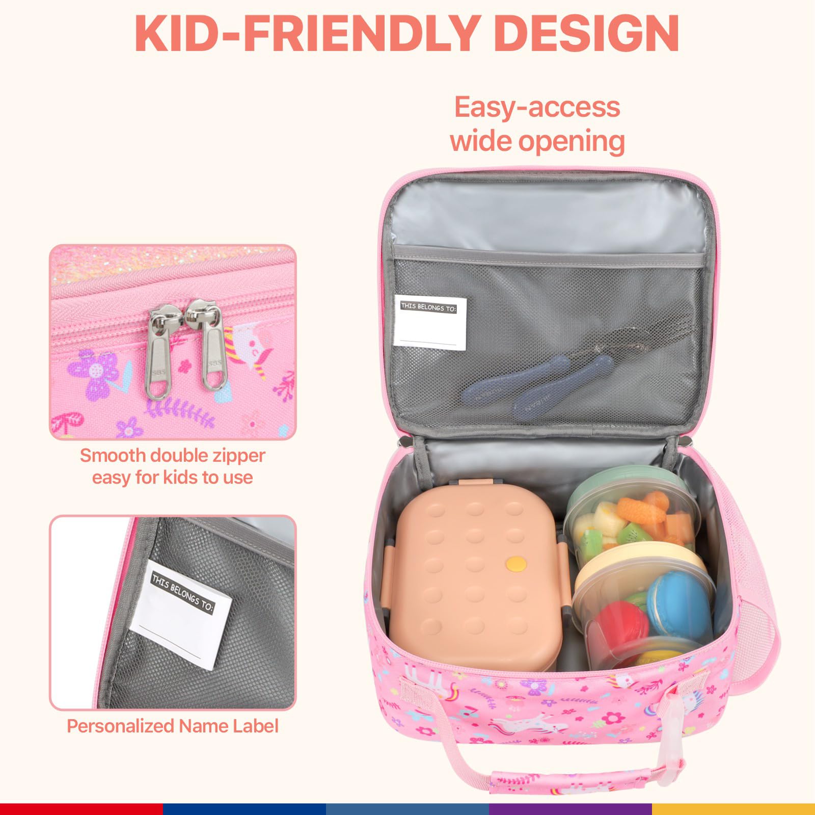 Bagseri 180° opening and smooth zippers for kids