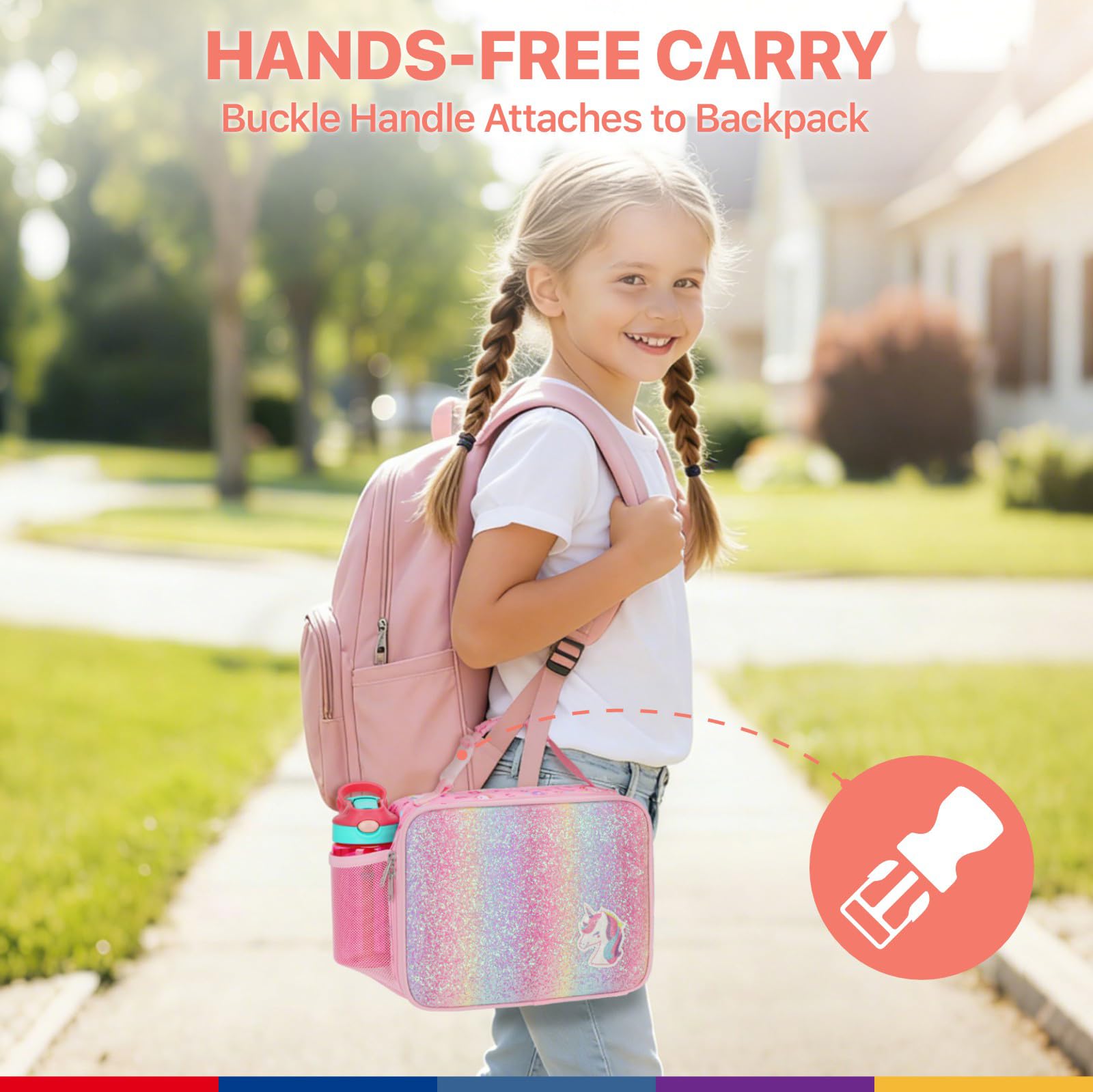 Bagseri lunch bag detachable buckle handle for easy hanging