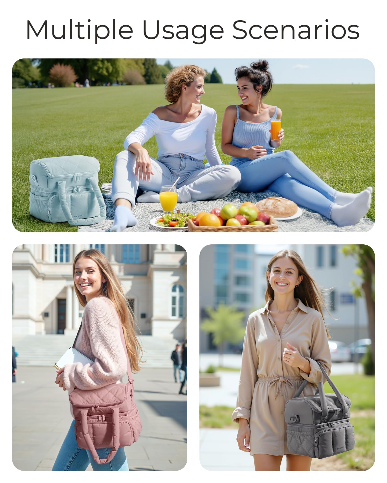 BAGSMART lunch bag dark pink color adds chic everyday appeal