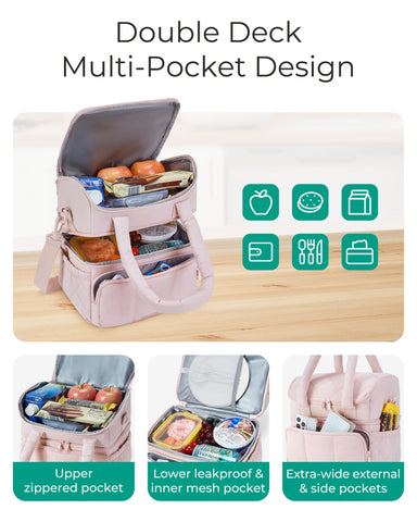 BAGSMART lunch bag side pocket designed for water bottle and essentials