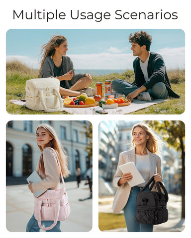 BAGSMART lunch bag camel adjustable strap enables hands-free carry