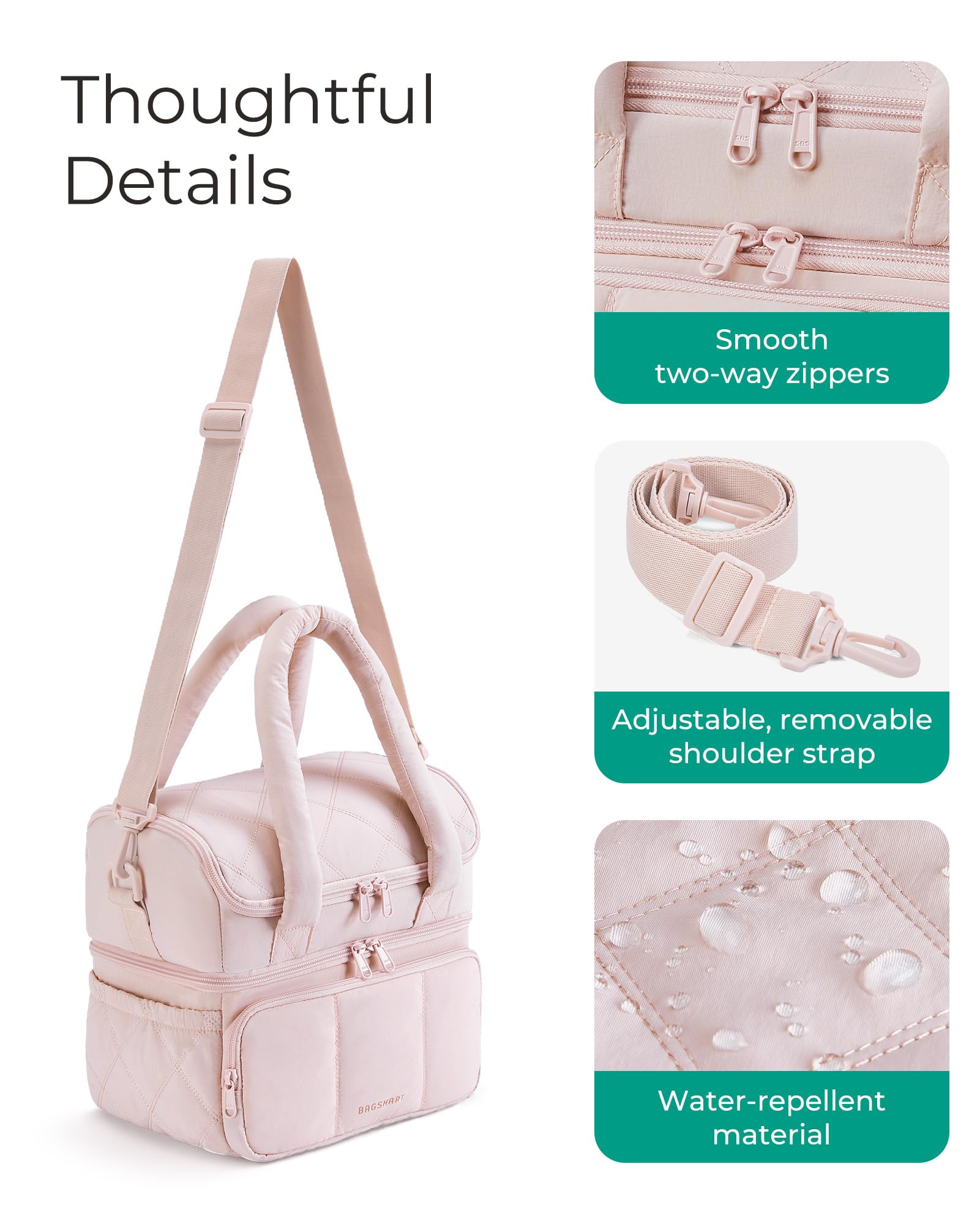 BAGSMART lunch bag front pocket stores utensils and napkins
