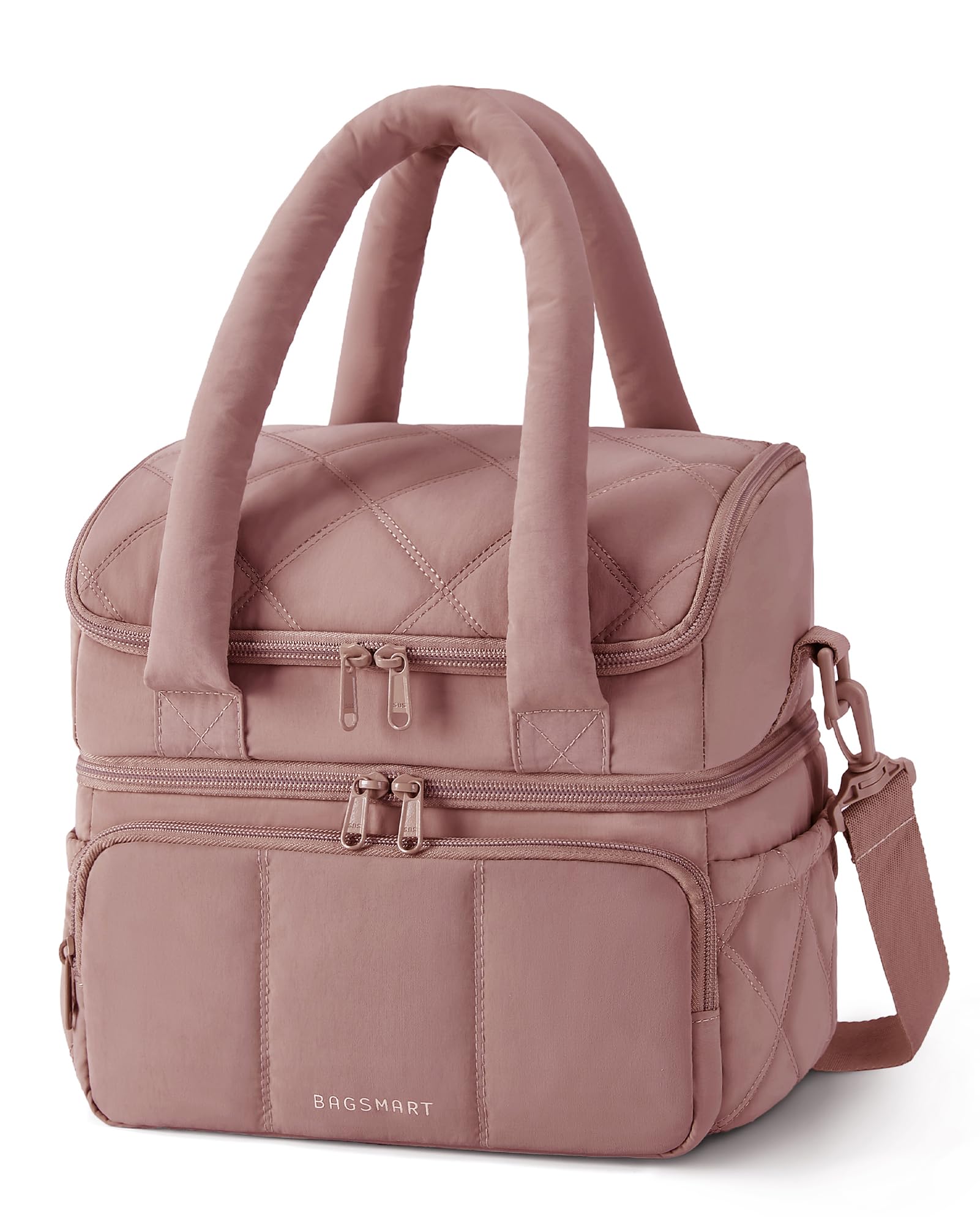 BAGSMART lunch bag top view showing double-deck insulation for dry and wet separation