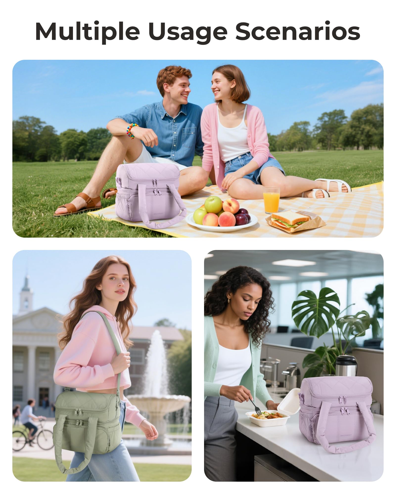 BAGSMART lunch bag ideal for work, picnics, or travel.