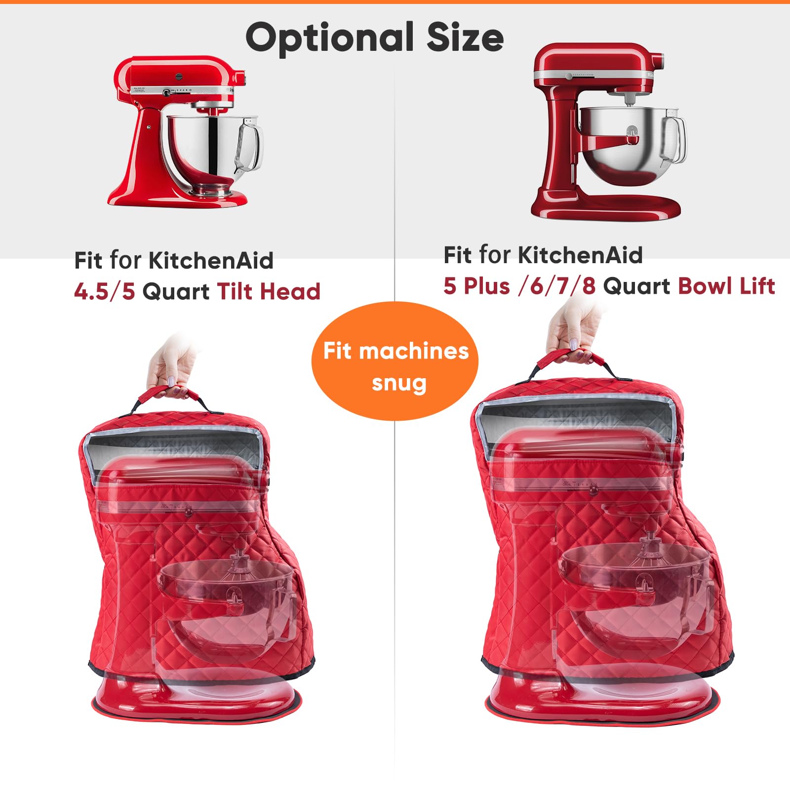BAGSPRITE custom-fit cover for 4.5–5 qt mixers shields dust.