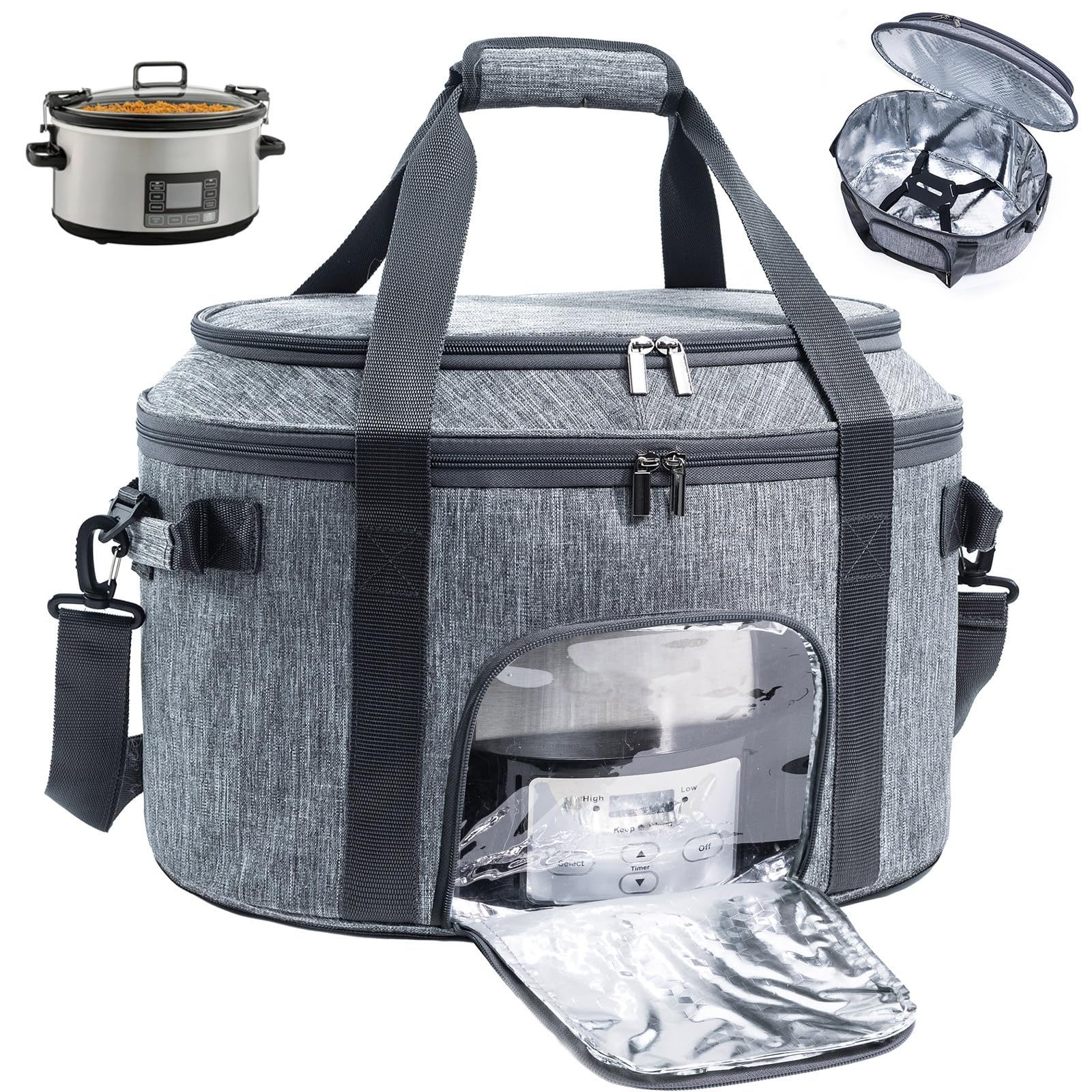 BAGSPRITE double-layer slow cooker bag fits 6-8 qt models for easy transport.