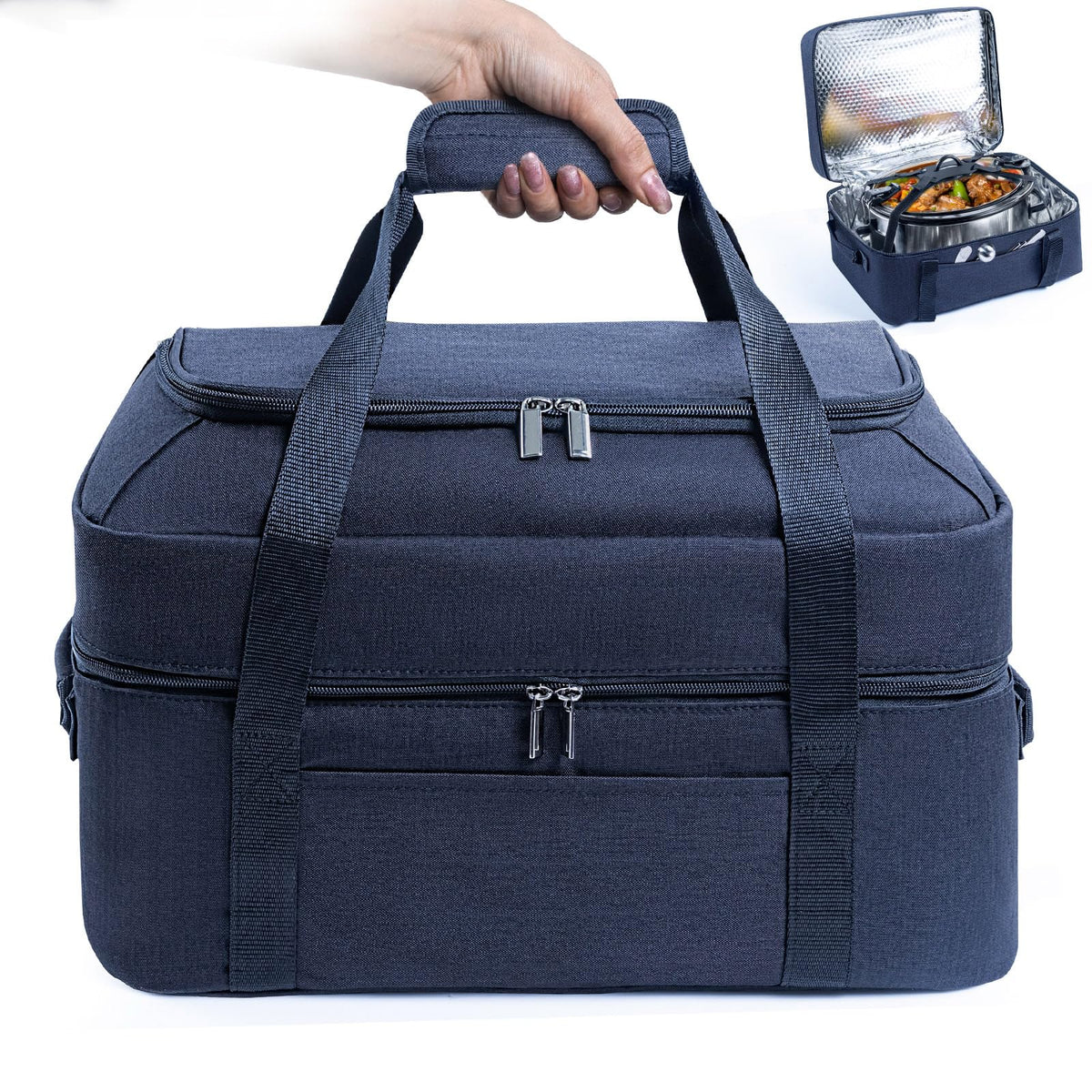 BAGSPRITE outer-shell bag protects a 6-8 qt slow cooker during travel.