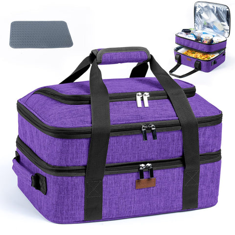 BAGSPRITE expandable insulated casserole carrier holding a 9x13 dish for easy transport.