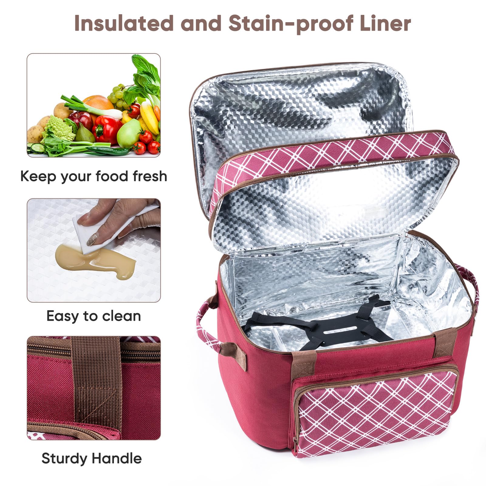 BAGSPRITE exterior pocket stores utensils and napkins for potluck setups