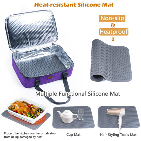 BAGSPRITE insulated casserole carrier open lid shows 9x13 dish fit.