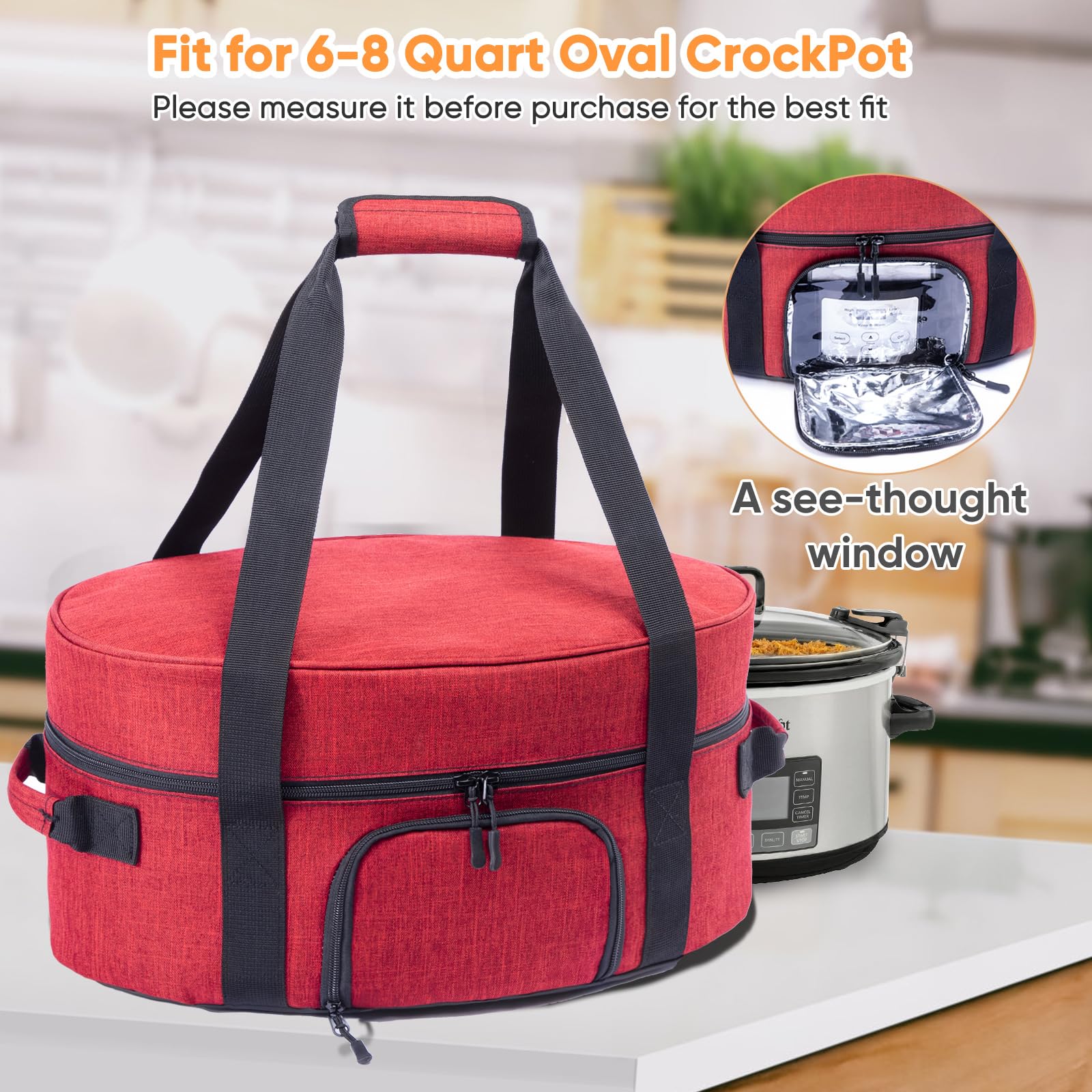 BAGSPRITE slow cooker bag with adjustable strap for secure transport
