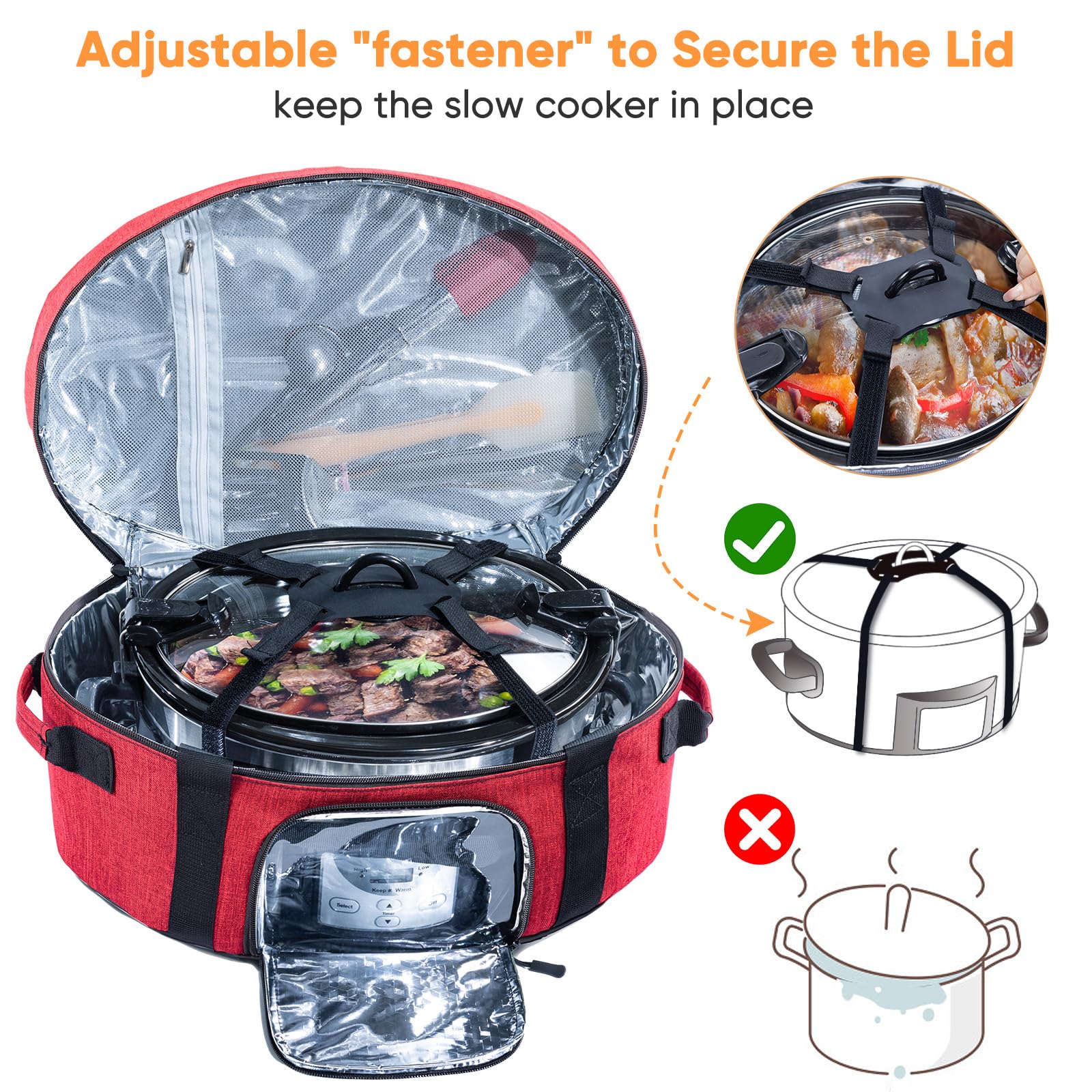BAGSPRITE bag fits 17x12x9 inch slow cookers for reliable compatibility