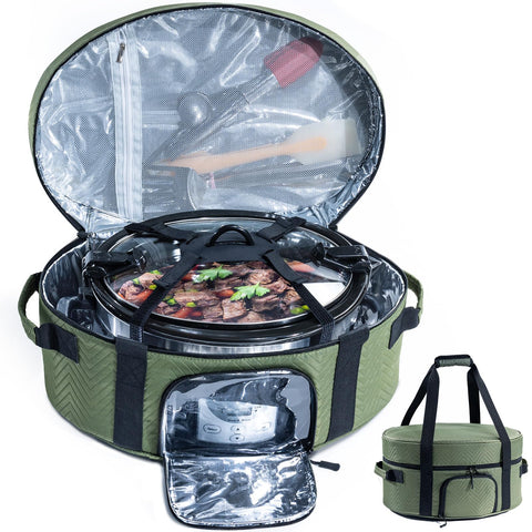 BAGSPRITE insulated slow cooker bag with see-through window for easy heat monitoring