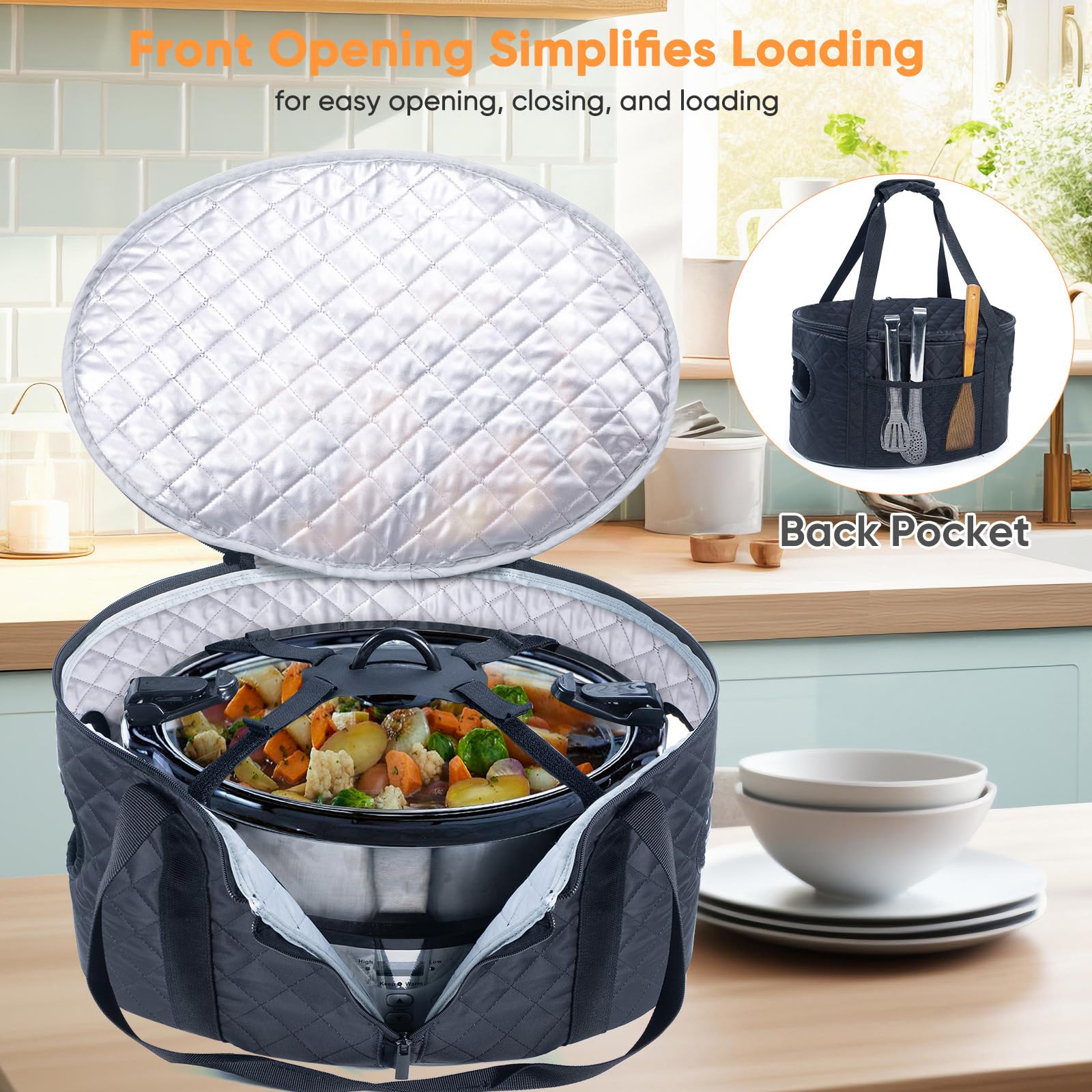BAGSPRITE lid-fastener strap secures the lid for spill-free travel.